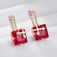 585 Rose Gold Colour Drop Earrings for Women, Copper Metal Cubic Zirconia 1296
