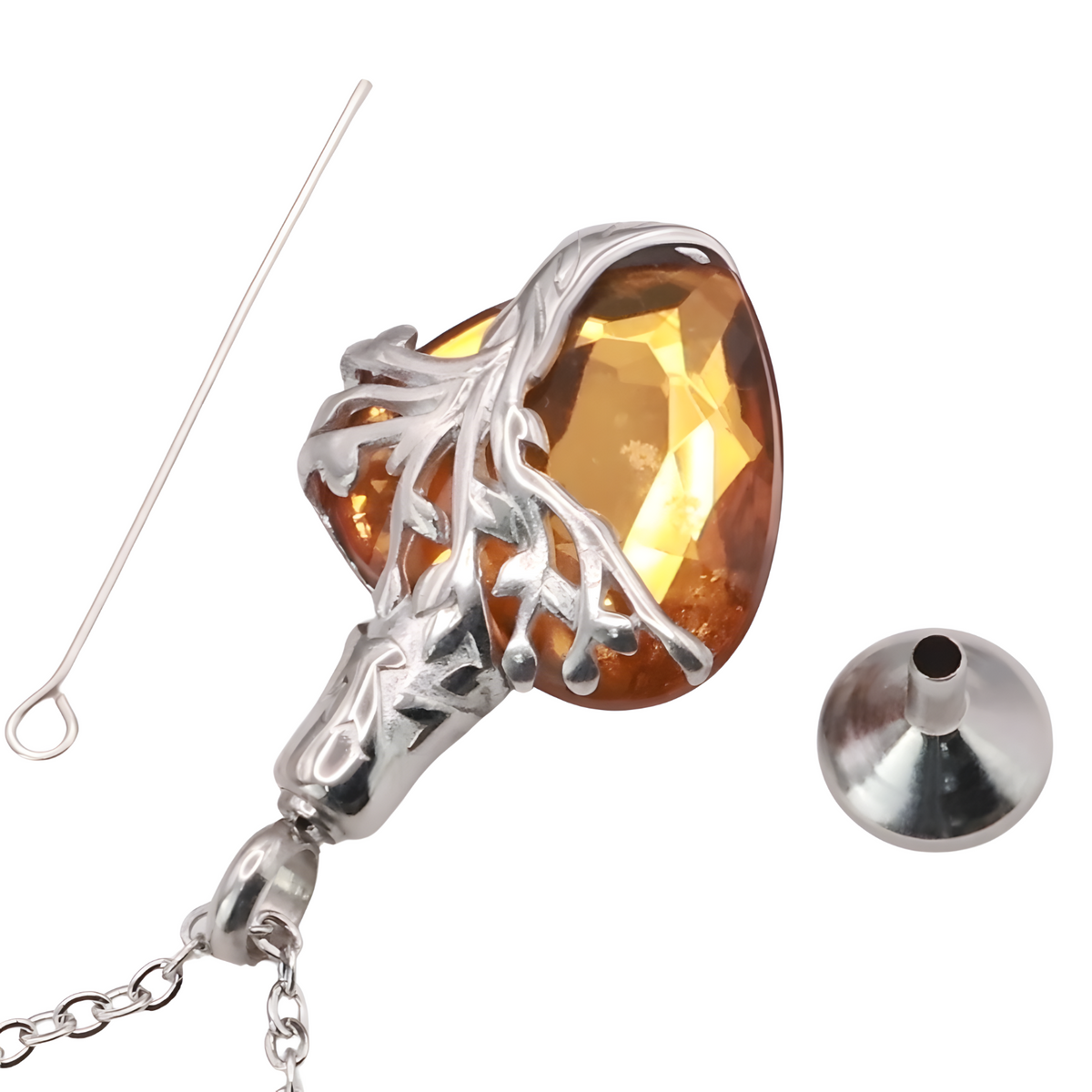 Heart Tree of Life Urn Necklace Crystal Funnel Filler 316L Stainless Steel B211