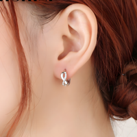 925 Sterling Silver Twist Zircon Earrings for Women – Elegant Geometric Clip 804