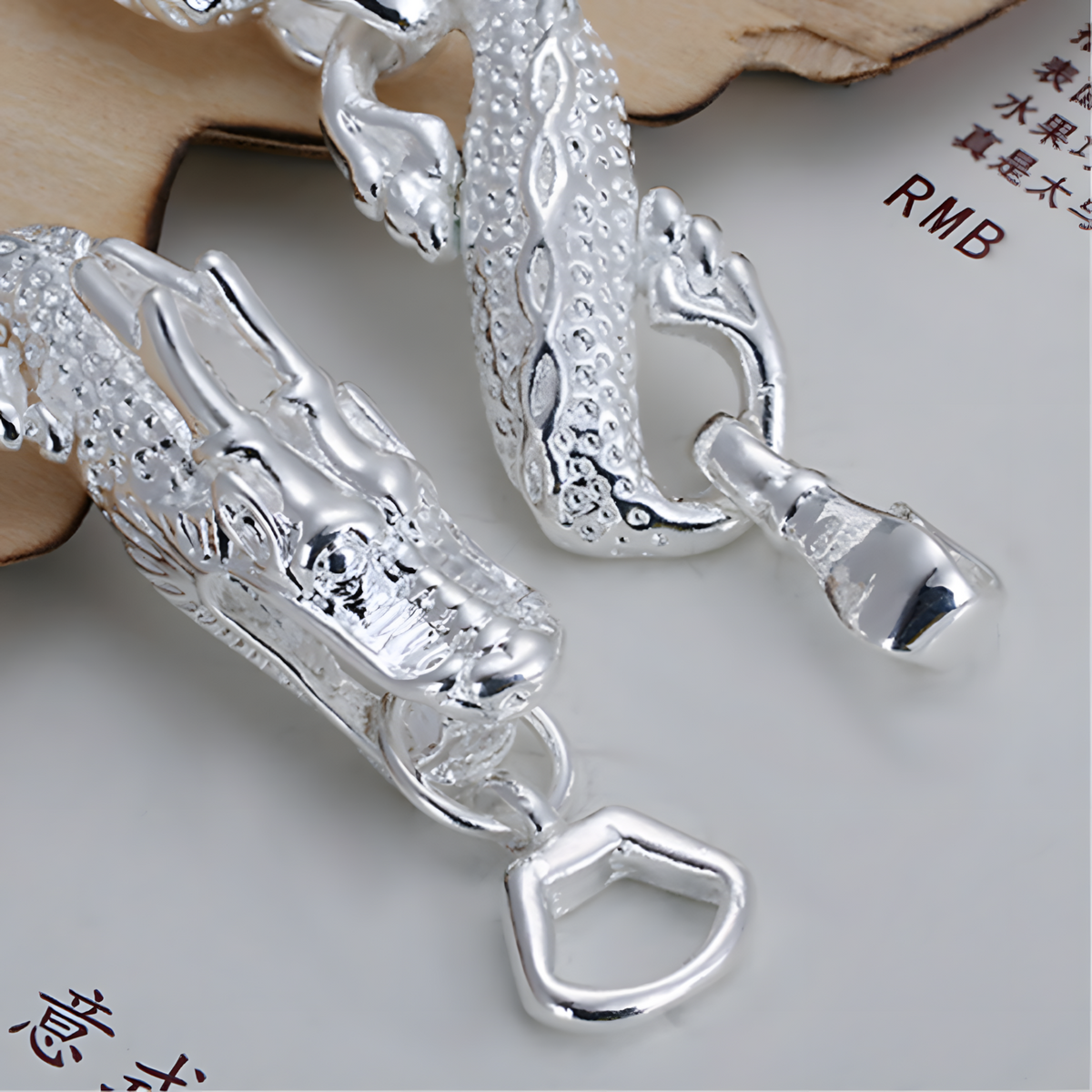 925 Silver-Plated Dragon Chain Bracelet for Men & Women –Classic 20cm Animal 892