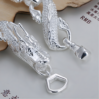 925 Silver-Plated Dragon Chain Bracelet for Men & Women –Classic 20cm Animal 892