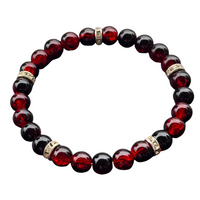 Anti Anxiety Style Red Black Beaded Bracelet 8mm Round Acrylic Beads 1743