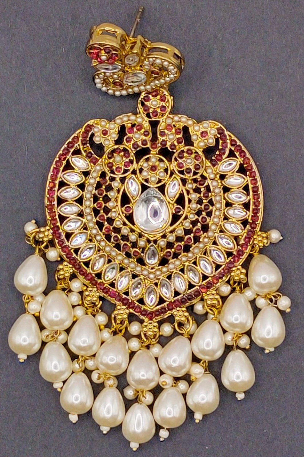 Elegant Bollywood Inspired Gold Kundan Earrings - Traditional Indian Jewelry 231