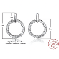 925 Sterling Silver Circle Hoop Earring Elegant Crystal Stud Hoops for Women 323