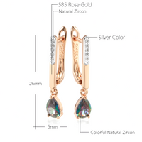 Rose Gold Colour Drop Earrings for Women, Copper Alloy with Silver Colour 1290