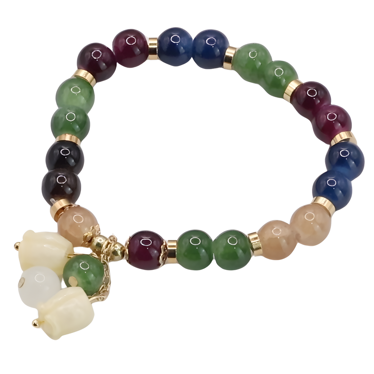 Natural Colorful Tourmaline Gemstone Beaded Bracelet Healing Crystal Stone B185
