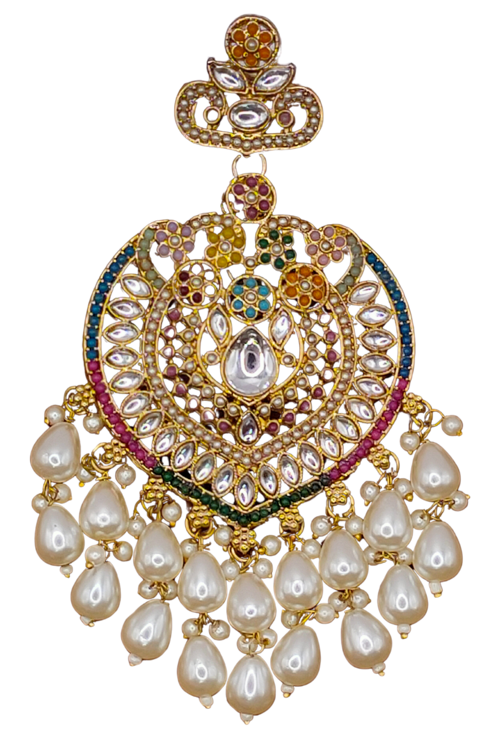 Elegant Bollywood Inspired Gold Kundan Earrings - Traditional Indian Jewelry 226