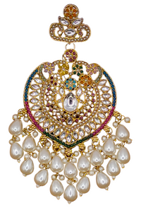 Elegant Bollywood Inspired Gold Kundan Earrings - Traditional Indian Jewelry 226