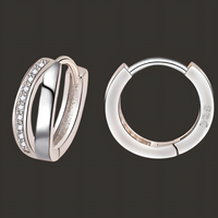 925 Sterling Silver Crossover Hoop Earrings for Women – 15mm Huggie Hoops 308