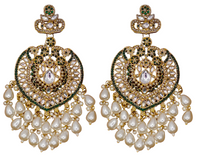 Elegant Bollywood Inspired Gold Kundan Earrings - Traditional Indian Jewelry 222