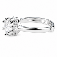 Adjustable Round Brilliant Zircon Proposal Ring, Crown Style Solitaire 1633
