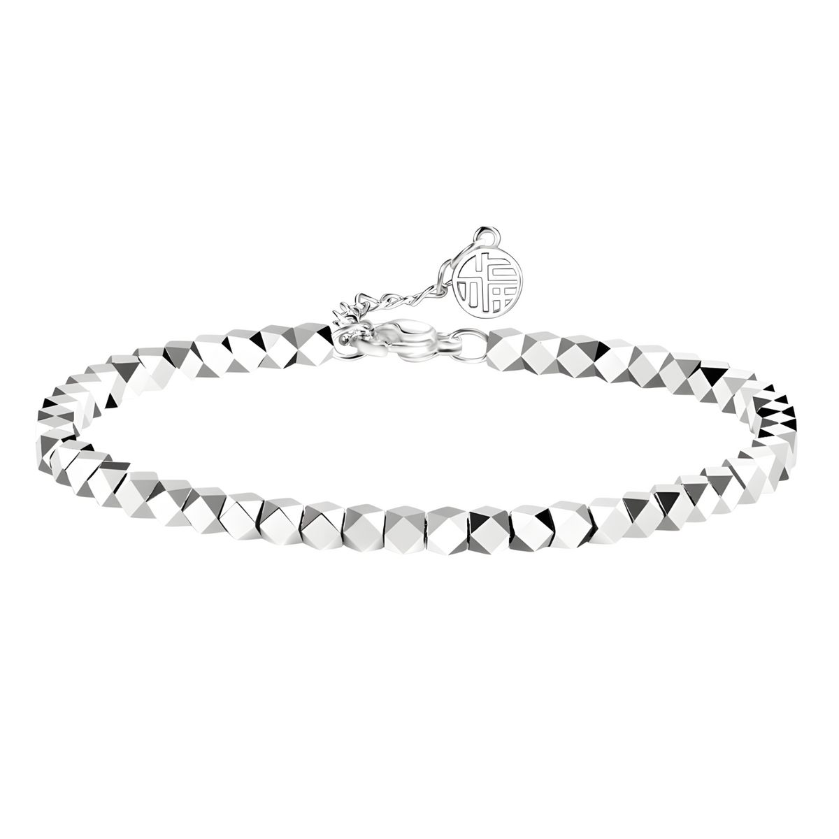 Geometric Faceted Bead Bracelet For Women Adjustable Lobster Clasp Round 1766