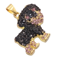 Rottweiler Dog Pendant Necklace For Women Gold Tone Look Crystal Animal B245