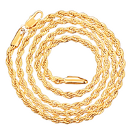 Rope Chain Necklace – Copper Base, Gold-Tone Plating, Twisted Rope Link 869