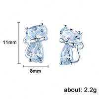 Cat Stud Earrings For Women - Faceted Oval & Teardrop Cubic Zirconia 1436