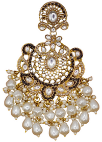 Elegant Bollywood Inspired Gold Kundan Earrings - Traditional Indian Jewelry 227