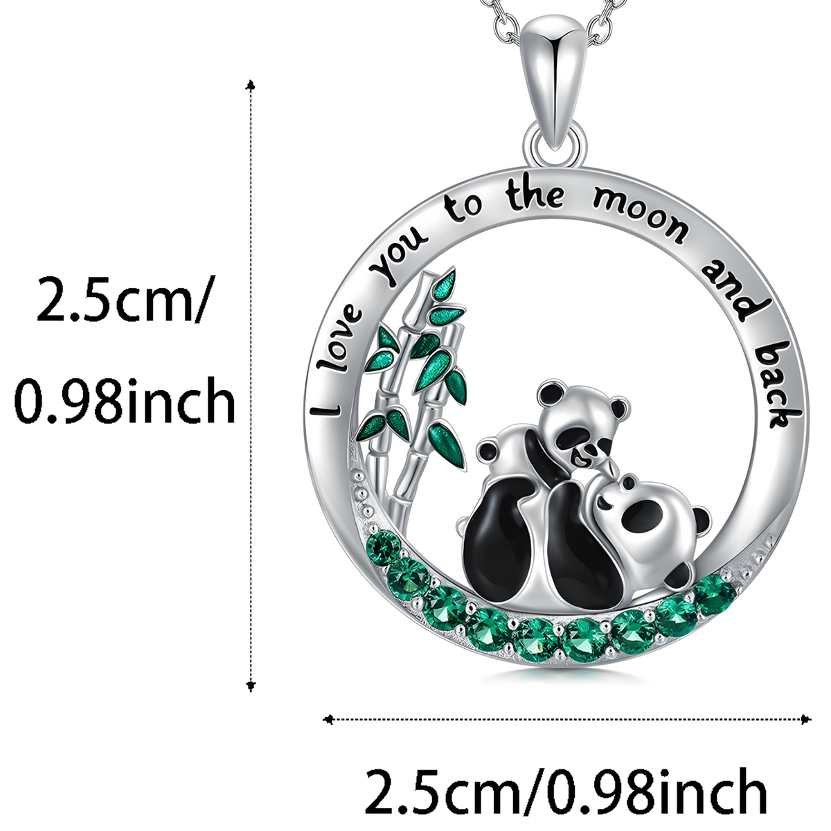 Panda Mother Baby Heart Pendant Necklace “I Love You to the Moon and Back” 1247