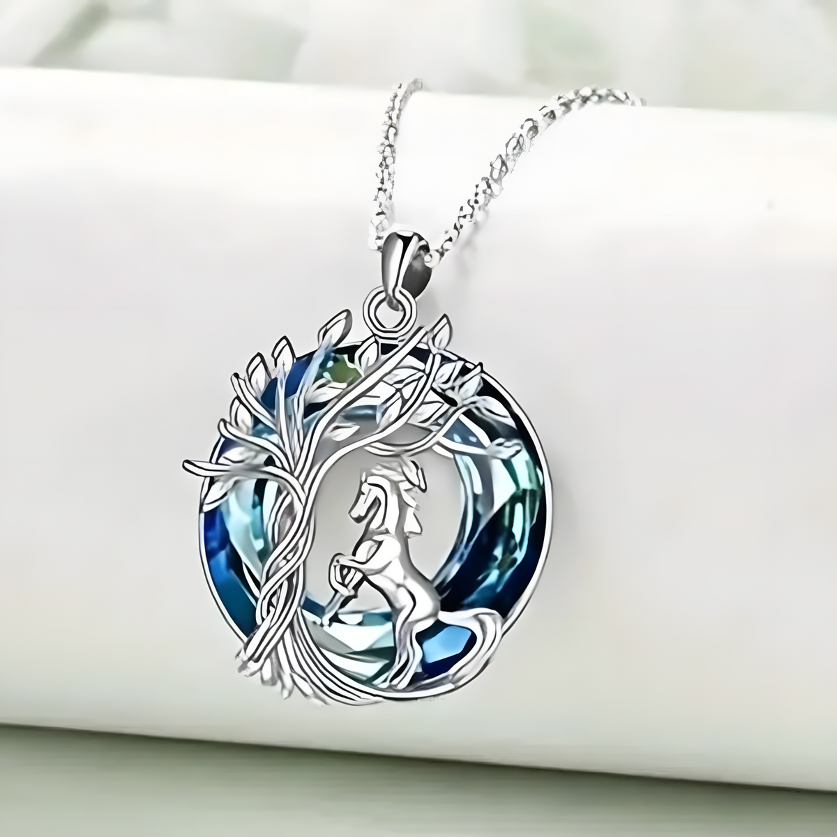 Unified Jewellery Tree of Life Horse Necklace,Silver Plated Stainless Steel B257