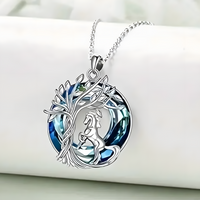 Unified Jewellery Tree of Life Horse Necklace,Silver Plated Stainless Steel B257
