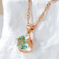 585 Rose Gold Colour Heart Pendant Necklace for Women, Copper Metal Zircon 1271