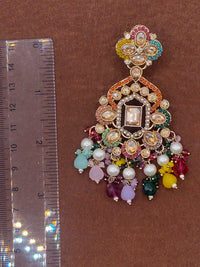 Elegant Bollywood Inspired Gold Kundan Earrings - Traditional Indian Jewelry 196