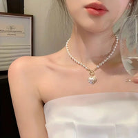 Pearl Necklace For Women, Heart Design Collarbone Chain Christmas 103 UK