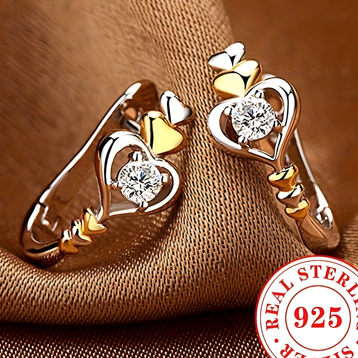 925 Sterling Silver Heart Hoop Earrings Women – Two-Tone Gold & Silver Heart 812