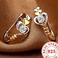 925 Sterling Silver Heart Hoop Earrings Women – Two-Tone Gold & Silver Heart 812