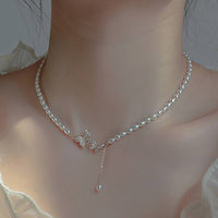 Butterfly Necklace Faux Pearls Beads Elegant Bead Necklace Rhinestones 69 UK