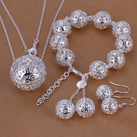 Silver Plated Hollow Ball Jewellery Set–Copper Alloy 925 Silver Plating 1218