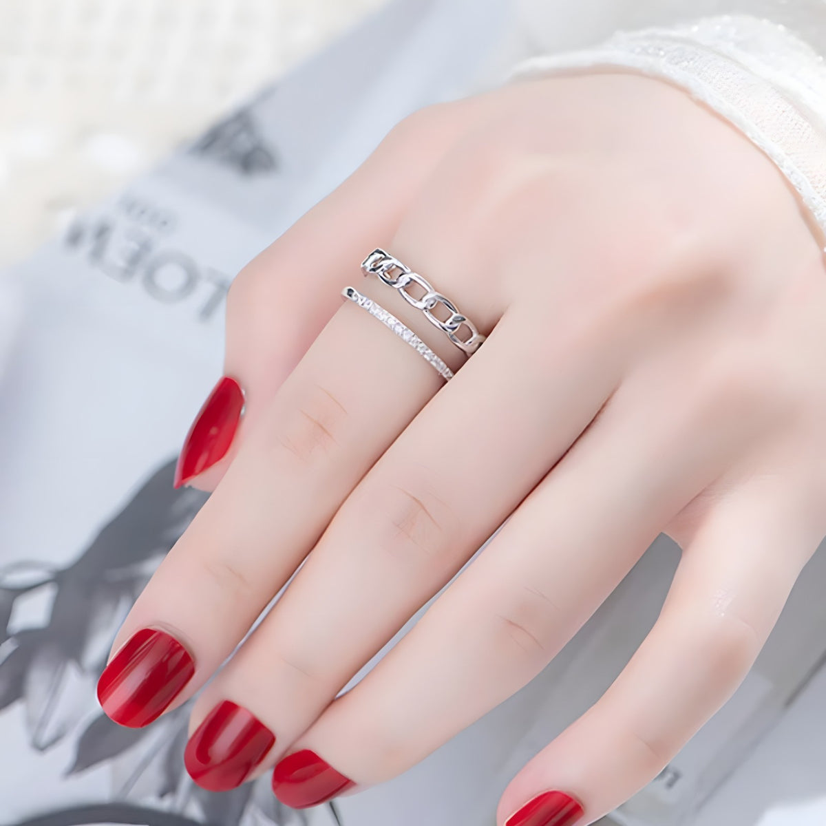 925 Sterling Silver Crown Ring Women; Adjustable Rhinestone Open Finger Band 393