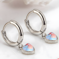 925 Silver-Plated Heart Hoop Earrings – Romantic Crystal Heart Dangle Hoops 927