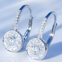 925 Silver-Plated Round Halo Drop Earrings Women – Sparkling Cubic Zirconia 891