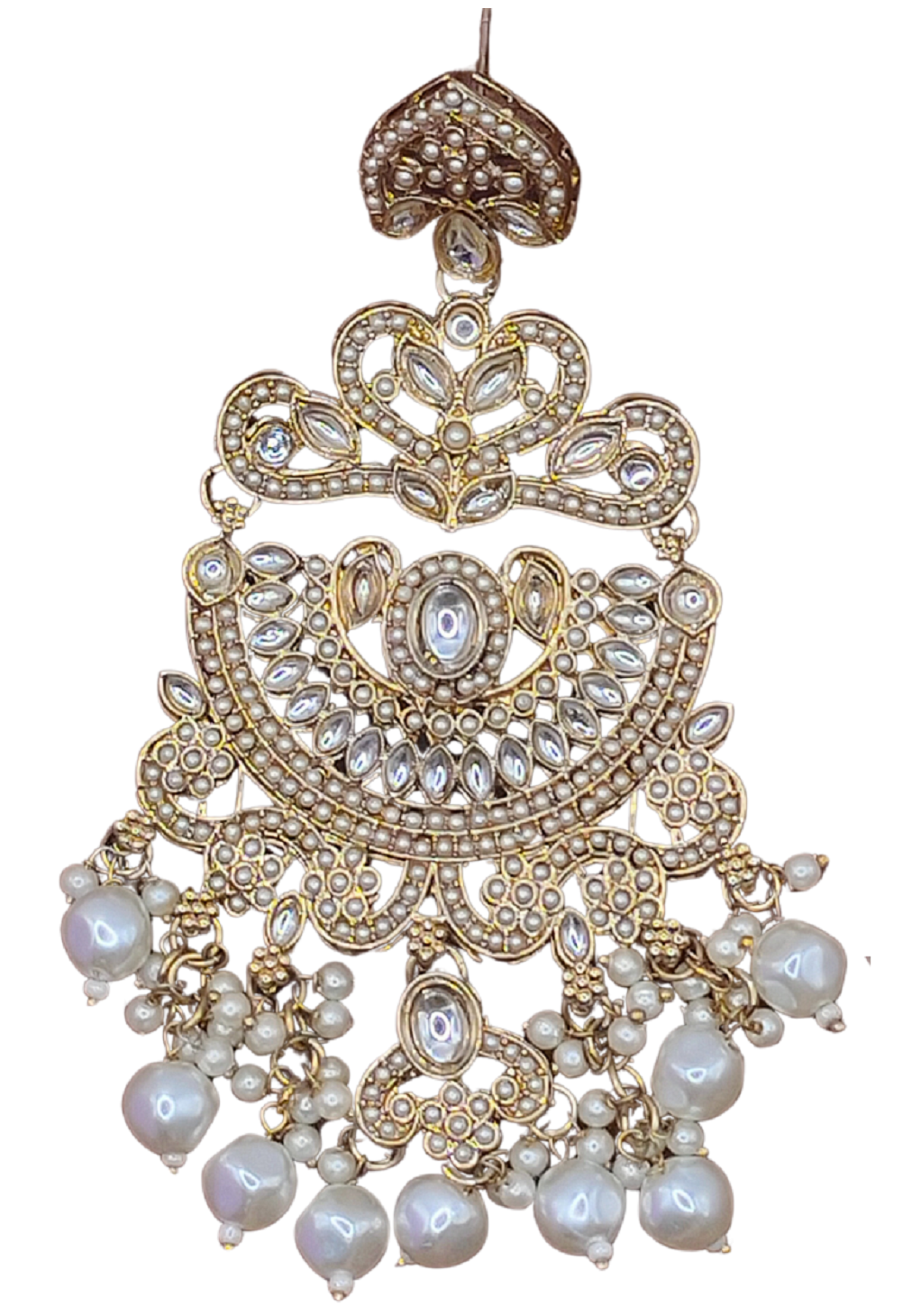 Elegant Bollywood Inspired Gold Kundan Earrings - Traditional Indian Jewelry 192