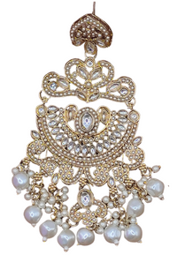 Elegant Bollywood Inspired Gold Kundan Earrings - Traditional Indian Jewelry 192