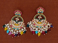 Elegant Bollywood Inspired Gold Kundan Earrings - Traditional Indian Jewelry 176