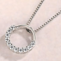 925 Sterling Silver Jewelry Round Zircon Pendants Necklaces Women Fine Semi 265