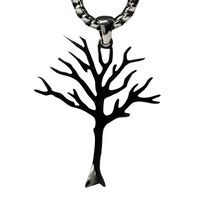 Stainless Steel Tree of Life Pendant Necklace - Modern Silver Tone Charm B85