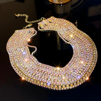 Women's Multilayer Gold Plated Choker Necklace Aurora Borealis Rhinestones 600