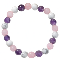 8mm Sleep Bracelet – Amethyst, Rose Quartz & Howlite Beads, 8mm Round Beads 1487
