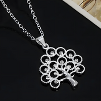 925 Silver-Plated Tree of Life Pendant Necklace – 45cm Chain, Copper Alloy 895