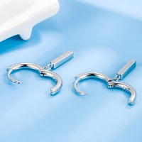 925 Sterling Silver Dainty Rectangular Metal Bar Drop Earrings Women, Hoop 501