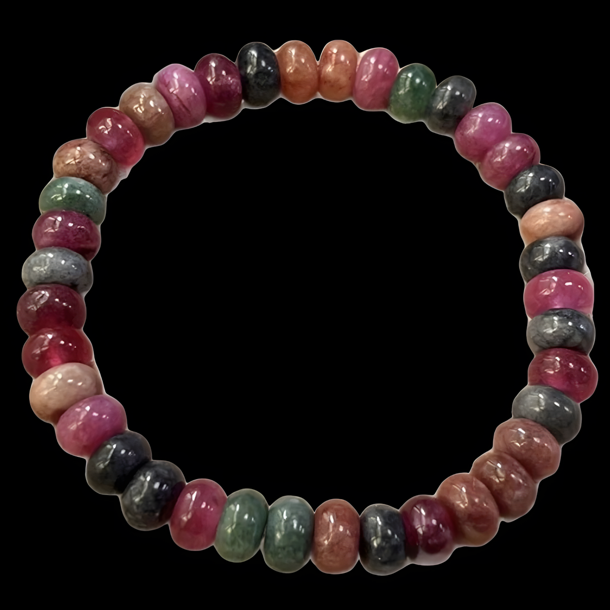 Multicolor Tourmaline Bracelet Natural Rainbow Tourmaline Handmade Beads- 1408