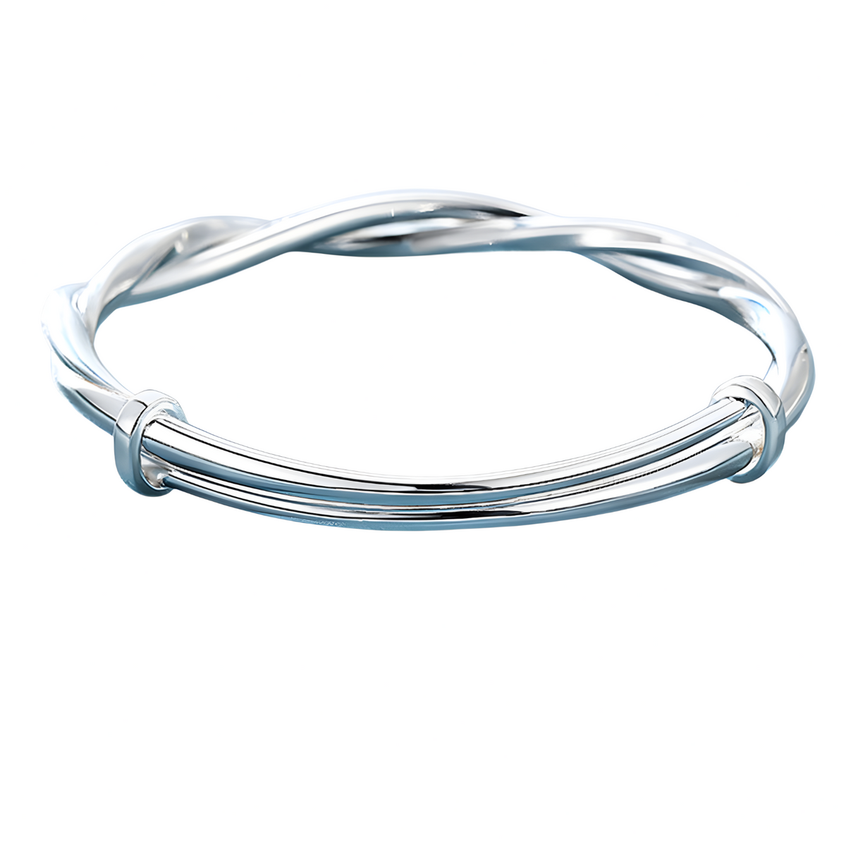 Silver Plated Alloy Adjustable Bangle Bracelet For Women 6cm Diameter 7g 1412