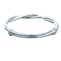 Silver Plated Alloy Adjustable Bangle Bracelet For Women 6cm Diameter 7g 1412