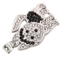 Husky Dog Pendant Necklace For Women Black And Clear Crystal Animal Charm  B232