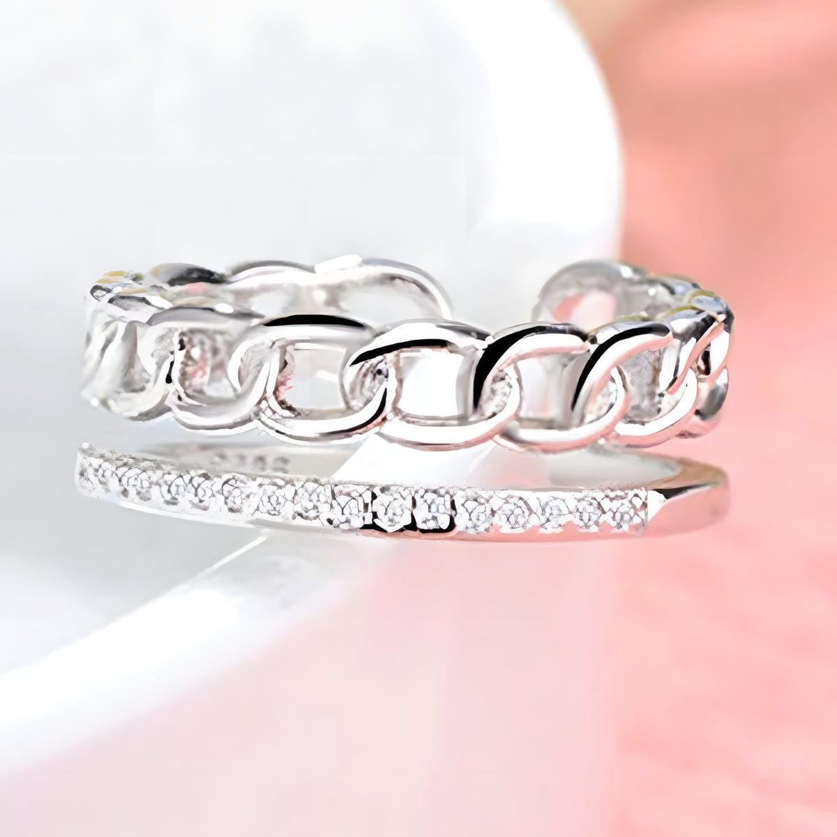 925 Sterling Silver Crown Ring Women; Adjustable Rhinestone Open Finger Band 393