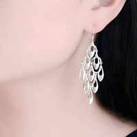 925 Sterling Silver Teardrop Chandelier Earrings Eye-Catching Dangle Earring 317