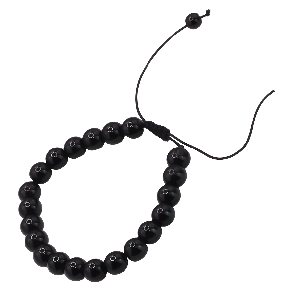 Unisex Natural Stone Bracelet, 8mm Black Malachite & Lava Rock, Adjustable B118