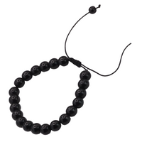 Unisex Natural Stone Bracelet, 8mm Black Malachite & Lava Rock, Adjustable B118